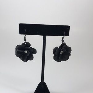 Black Floral Earrings